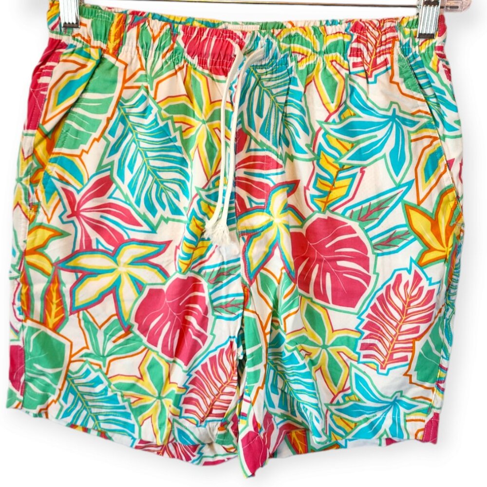 FREE PLANET Tropical Print Swim Trunks Shorts Multicolor
